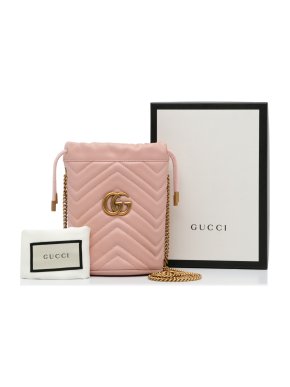 Gucci Pink Mini Marmont Matelasse Bucket Bag