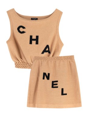 Chanel Runway Letters Intarsia Knit Sleeveless Top & Skirt