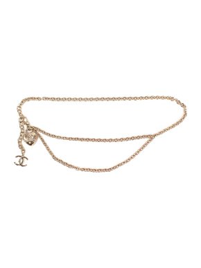 Chanel Champagne Gold Heart Locket CC Chain Belt