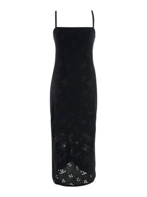 Chanel Cashmere & Cotton Logo Letter Midi Dress