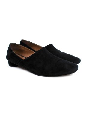 The Row Black Suede Noelle Loafers