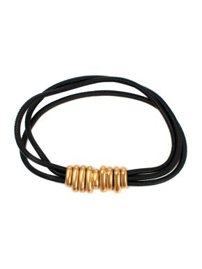 Bottega Veneta Black Textured Leather Rope Belt