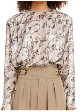 Isabel Marant Metallic Geometric Print Long Sleeve Blouse