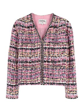 Chanel Pink Multicolor Fantasy Ribbon Tweed Jacket