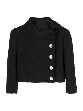 Chanel Black Tweed  Cropped Jacket with Gold Buttons