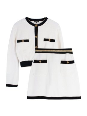 Chanel 19C Ivory Terry Towelling Cardigan and Mini Skirt Suit