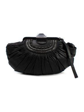 Dior Black Pleated Leather Clutch Bag