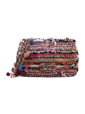 Chanel Multicolor Tweed Paris-Dubai Pom-Pom Embellished Jumbo Flap Bag