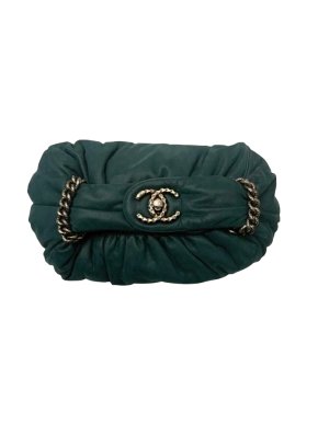 Chanel Dark Green Midnight Stones Leather Clutch Bag