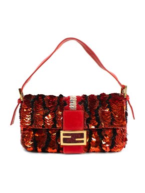 Fendi Limited Edition Crystal Embellished Sequin Baguette Shoulder Bag