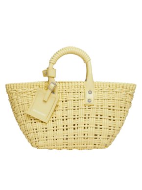Balenciaga Yellow Patent Bistrot Panier XS Basket Bag