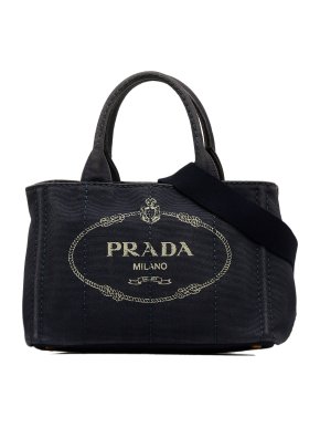 Prada Denim Canapa Logo Tote Bag