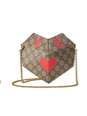 Gucci Monogram GG Supreme Valentines Day Heart Chain Bag