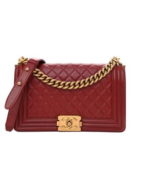 Chanel Red Lambskin Medium Boy Flap Bag