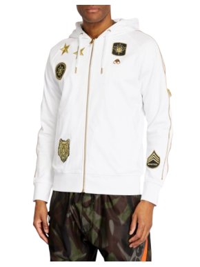 Moose Knuckles White Mixed Patch Hoodie