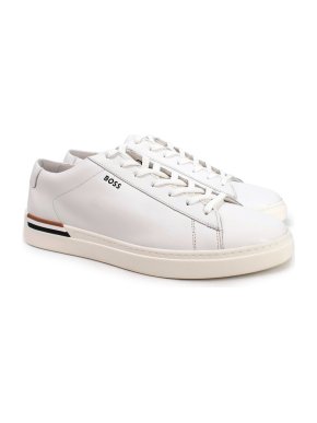 Boss White Leather Clint Tenn Trainers