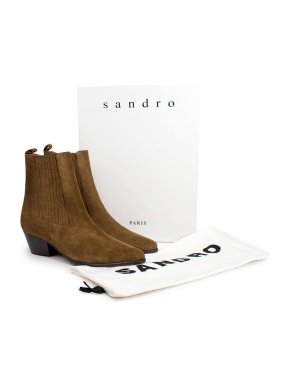 Sandro Khaki Amelya Ankle Boots