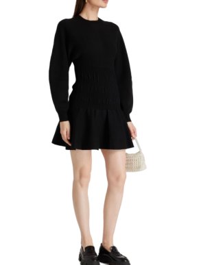 Maje Black Rondy Knitted Mini Dress