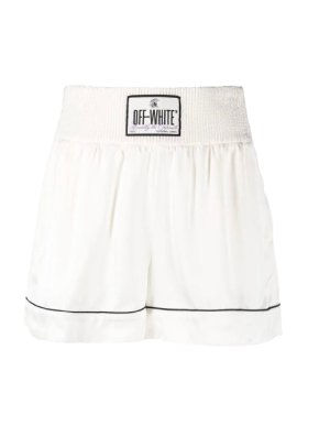 Off White Satin Boxing Shorts