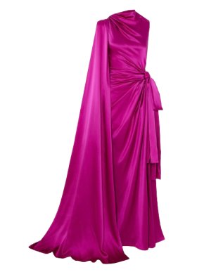 Roksanda Cape-effect Open-back Draped Silk-satin Gown