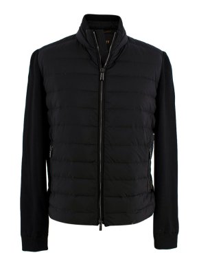 MooRER Black Cattaneo Quilted Jacket with Knit Sleeves