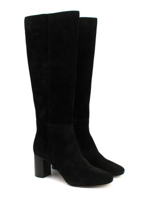 Claudie Pierlot Artemisia Black Suede Heeled Long Boots