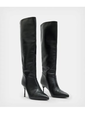 Allsaints Black Nori Knee High Leather Boots