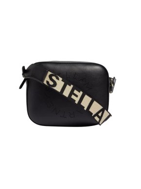 Stella Black Logo Mini Faux Leather Cross-Body Bag