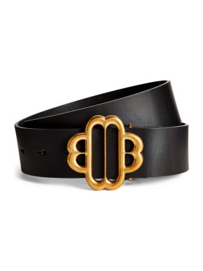 Maje Black Leather Clover Belt