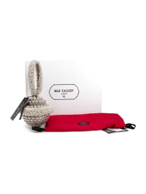 Mae Cassidy Simmi Pearl Silver Wristlet Clutch 
