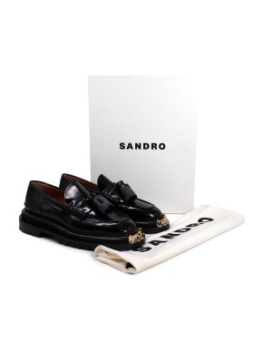 Sandro Black Thick Soled Leather Loafers