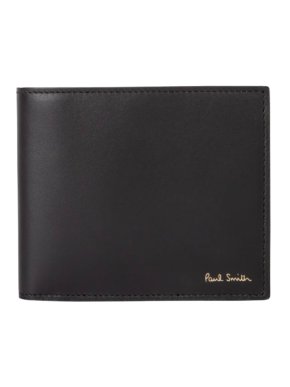 Paul Smith Black Leather 'Signature Stripe' Interior Billfold And Coin Wallet