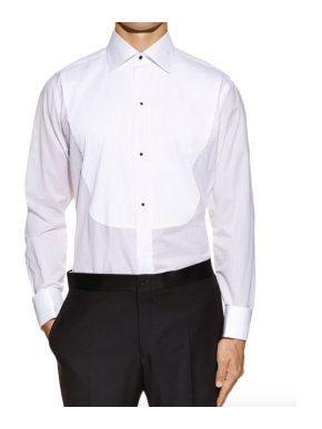 Canali White Pleated Cotton Shirt 