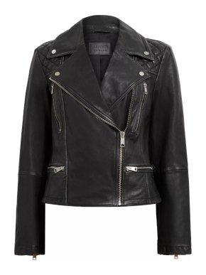 All Saints Cargo Distressed Leather Biker Jacket