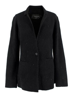 Fabiana Filippi Black Cashmere Sequin Embellished Cardigan