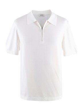 Sandro White Pablo Zip Up Polo Shirt