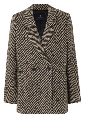 Anine Bing Diana Double-Breasted Herringbone Tweed Blazer
