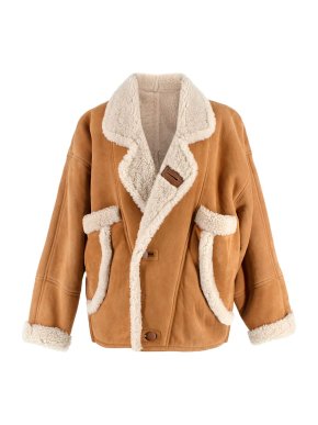 Sandro Royal Tan and Cream Shearling Jacket