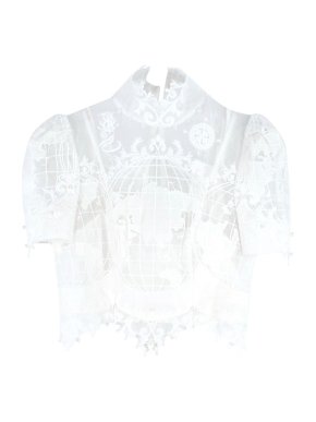 Zimmermann White Embroidered High Tide Crop Top