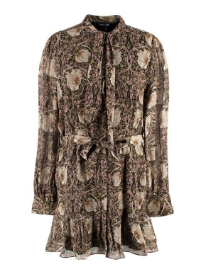 Paige x Morris & Co. Brown Floral Vittoria Silk Mini Dress