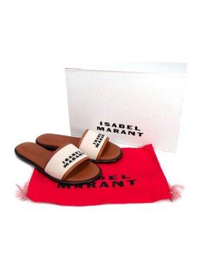 Isabel Marant Vikee Leather and Canvas Slides