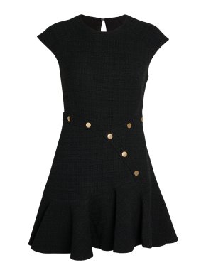 Sandro Black Tweed Button Embellished Mini Dress