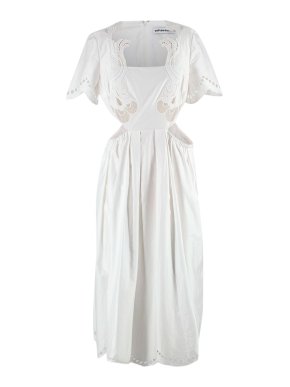Self-Portrait White Broderie Anglaise Scallop Midi Dress