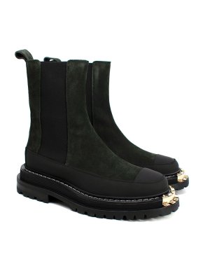 Sandro Liam Suede Green Chelsea Boots 