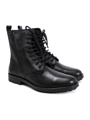 The Kooples Black Leather Combat Boots