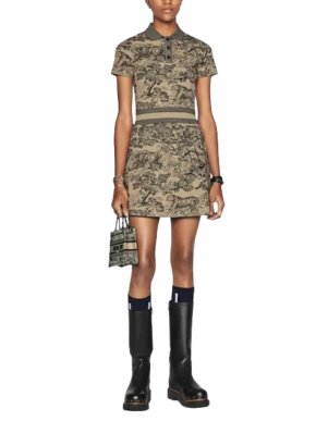 Dior Brown Toile De Jouy Knitted Polo Shirt Dress