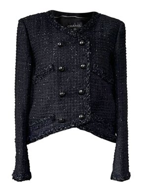 Chanel Black Metallic Tweed Jacket