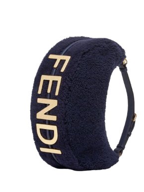 Fendi Navy Small Shearling Fendigraphy