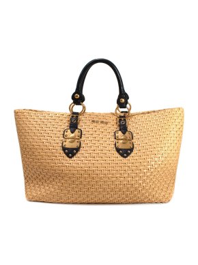 Miu Miu Woven Raffia Tote Bag