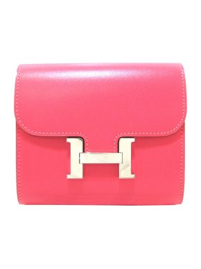 Hermes Pink  Constance Slim Compact Wallet with Palladium Hardware